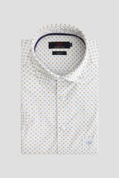 Voorkant van Wit hemd met beige-blauwe print - Regular fit  door Dansaert Blue voor Heren