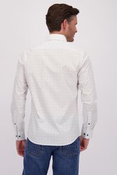 Wit hemd met beige-blauwe print - Slim fit van Michaelis voor Heren