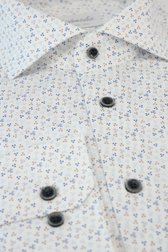Wit hemd met beige-blauwe print - Slim fit van Michaelis voor Heren