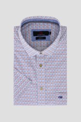 Wit hemd met blauw-rode print - Comfort fit van Dansaert Blue voor Heren