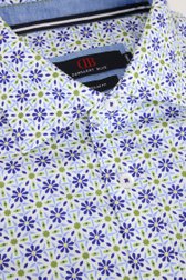 Wit hemd met blauwe miniprint – Regular fit van Dansaert Blue voor Heren