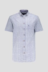 Wit hemd met blauwe print - Comfort fit van Dansaert Blue voor Heren