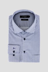 Wit hemd met blauwe print – Regular fit van Dansaert Black voor Heren