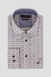 Wit hemd met fijne bladerprint - Comfort fit van Dansaert Blue voor Heren