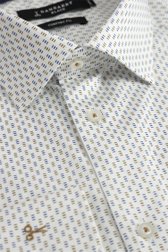 Productfoto 1 van Wit hemd met fijne blauw-beige print - Comfort fit door Dansaert Black voor Heren