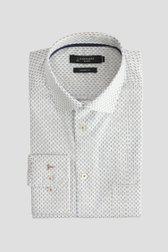 Voorkant van Wit hemd met fijne blauw-beige print - Comfort fit door Dansaert Black voor Heren