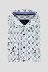 Wit hemd met fijne groene print - Comfort fit van Dansaert Blue voor Heren