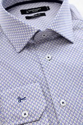 Detail van Wit hemd met fijne print - Comfort fit door Dansaert Black voor Heren