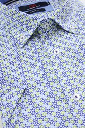 Detail van Wit hemd met groen-blauwe print – Comfort fit door Dansaert Blue voor Heren