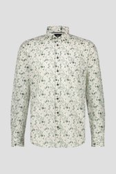 Wit hemd met groene aquarelprint - Regular fit  van Bluefields voor Heren