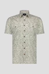 Wit hemd met kaki print, korte mouw - Regular fit van Bluefields voor Heren