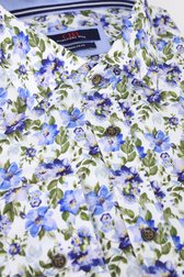 Detail van Wit hemd met lichtblauwe bloemen – regular fit door Dansaert Blue voor Heren