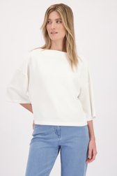 Voorkant van Wit T-shirt met 3/4 mouwen door D'Auvry voor Dames