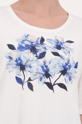 Wit T-shirt met blauwe bloemenprint van Signature voor Dames