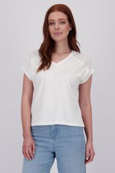 Wit T-shirt met gebreid schouderdetail van Libelle voor Dames