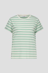 Wit T-shirt met lichtgroene strepen van Liberty Island voor Dames
