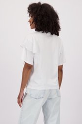Wit T-shirt met volant en korte mouwen van Louise voor Dames