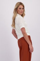 Achterkant van Wit truitje met opengewerkt breipatroon door Liberty Loving nature voor Dames