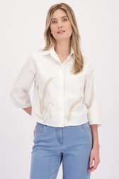 Achterkant van Witte blouse met bladermotief door D'Auvry voor Dames