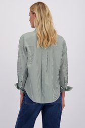 Achterkant van Witte blouse met donkergroen gestreept motief  door Liberty Island voor Dames