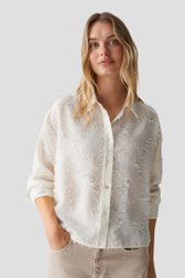 Voorkant van Witte blouse met fijne franjes door Opus voor Dames