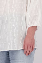 Detail van Witte blouse met golvende ton-sur-ton strepen door Yest Curve voor Dames