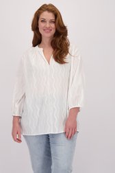 Voorkant van Witte blouse met golvende ton-sur-ton strepen door Yest Curve voor Dames