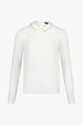 Witte blouse met kraagje met parels van More & More voor Dames