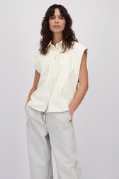 Achterkant van Witte blouse met leather look door Louise voor Dames