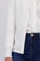 Detail van Witte gebreide cardigan met één knoop door Claude Arielle voor Dames