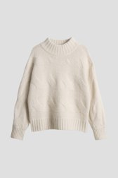 Productfoto 1 van Witte gebreide trui met kabelmotief door Opus voor Dames