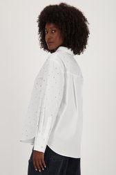 Witte hemdblouse met strass steentjes van Louise voor Dames