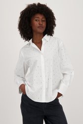 Witte hemdblouse met strass steentjes van Louise voor Dames