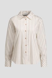 Productfoto 1 van Witte katoenen blouse met bruine strepen door D'Auvry voor Dames