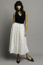 Extra foto 5 van Witte midirok met zwarte polkadotprint door JDY voor Dames