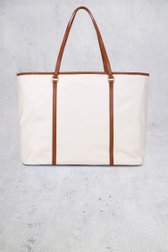 Achterkant van Witte schoudertas met bruine details door Laurent David voor Dames