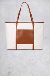 Voorkant van Witte schoudertas met bruine details door Laurent David voor Dames