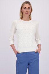 Voorkant van Witte trui met 3/4 mouwen door Liberty Island voor Dames