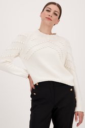 Witte trui met in bolletjes gebreid patroon van More & More voor Dames