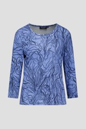 Zacht lichtblauw T-shirt met lijnenprint van Signature voor Dames