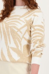 Zachte ecru trui met beige bladerprint van Liberty Loving nature voor Dames