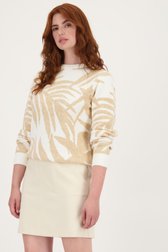 Zachte ecru trui met beige bladerprint van Liberty Loving nature voor Dames