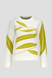 Zachte ecru trui met groene bladerprint  van Liberty Loving nature voor Dames