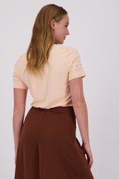 Zalmroze T-shirt met V-hals en strass van D'Auvry voor Dames