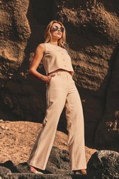 Zalmroze wijde broek van D'Auvry voor Dames