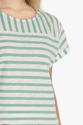 Zeegroen-wit gestreept T-shirt van Liberty Island homewear voor Dames