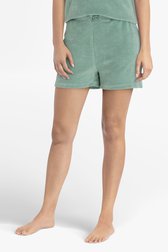 Zeegroene short met elastische taille in badstof van Liberty Island homewear voor Dames