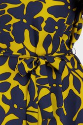 Zijdezacht kleedje met geel-blauwe bloemenprint van D'Auvry voor Dames