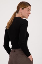 Zwart geribbeld truitje van Opus voor Dames