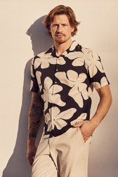Zwart hemd met lichtbeige print - Regular fit van Casual Five voor Heren